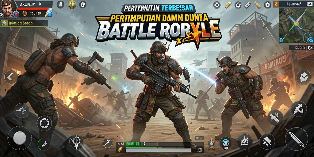 Tangkapan layar dari aksi seru gameplay AKUNJP Battle Royale.