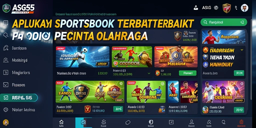 Tampilan menarik layar utama ASG55 dengan pilihan taruhan olahraga.