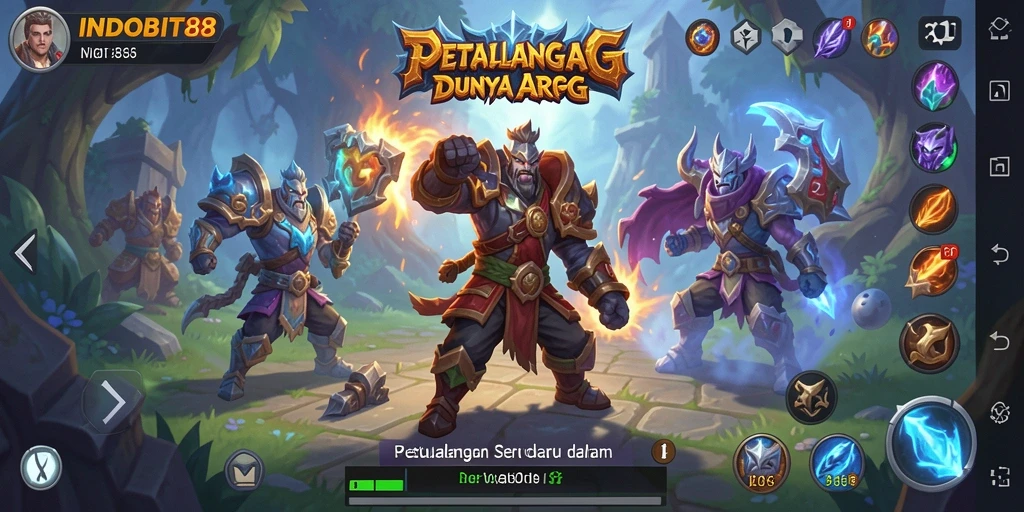 Tangkapan layar INDOBIT88 menampilkan aksi gameplay ARPG yang menegangkan.