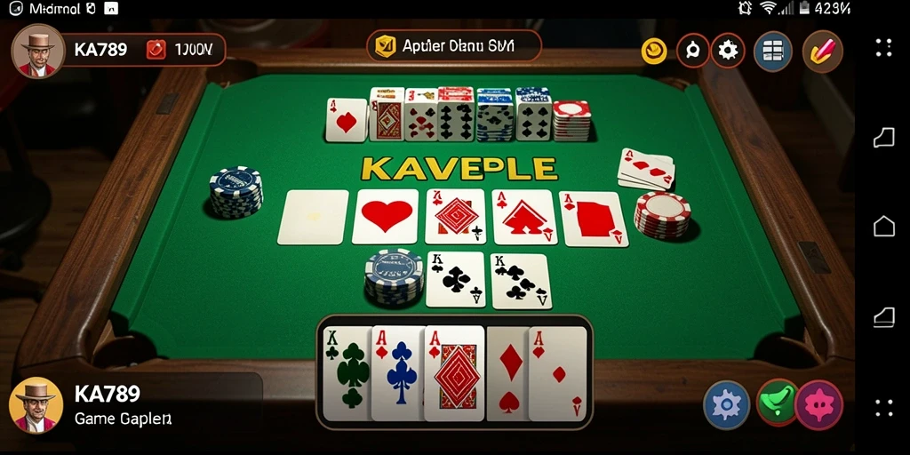 Screenshot gameplay KA789 yang menunjukkan suasana bermain Gaple yang seru.