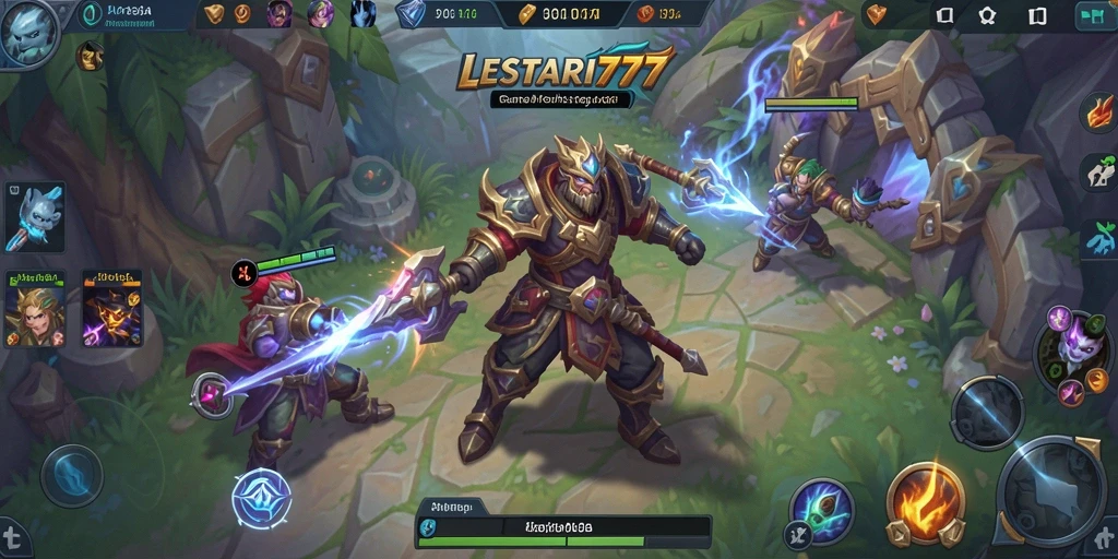 Tangkapan layar dari gameplay menarik LESTARI777 di arena MOBA.