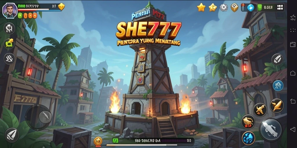 Tampilan gameplay Tower Defense yang mendebarkan dengan menara dan musuh yang beragam.